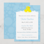 Rubber Ducky Baby shower Invitation - Blauw Kaart (Voorkant / Achterkant)