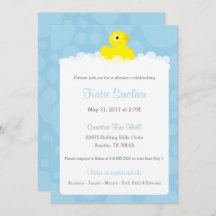 Rubber Ducky Baby shower Invitation - Blauw
