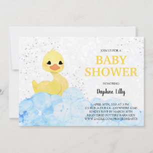 Rubber Ducky Baby Shower Invitation - Blue Yellow Kaart