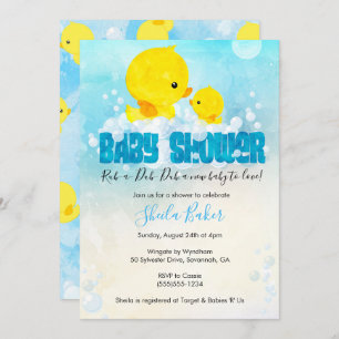 Rubber Ducky Baby shower Invitation   Duckie Bath Kaart