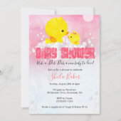 Rubber Ducky Baby shower Invitation | Girl Duckie Kaart (Voorkant)