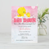 Rubber Ducky Baby shower Invitation | Girl Duckie Kaart (Staand voorkant)