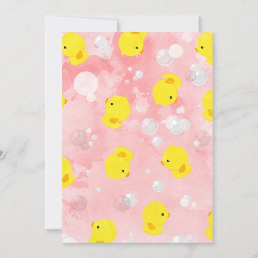 Rubber Ducky Baby shower Invitation | Girl Duckie Kaart (Achterkant)