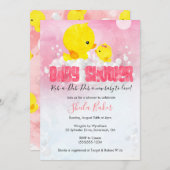 Rubber Ducky Baby shower Invitation | Girl Duckie Kaart (Voorkant / Achterkant)