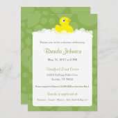 Rubber Ducky Baby shower Invitation - groen Kaart (Voorkant / Achterkant)