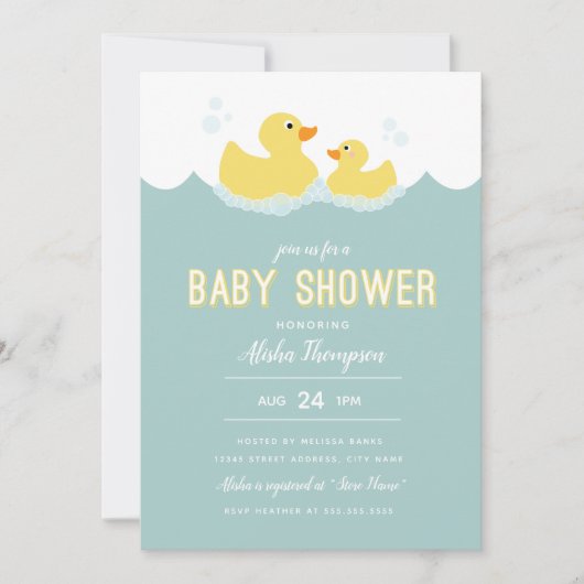 Rubber Ducky Baby shower Invitation Kaart (Voorkant)