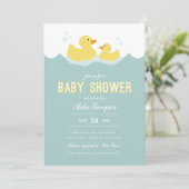 Rubber Ducky Baby shower Invitation Kaart (Staand voorkant)