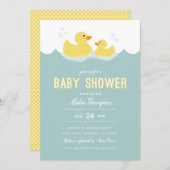 Rubber Ducky Baby shower Invitation Kaart (Voorkant / Achterkant)