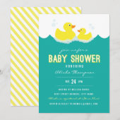 Rubber Ducky Baby shower Invitation Kaart (Voorkant / Achterkant)