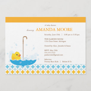 Rubber Ducky Baby shower Invitation Kaart