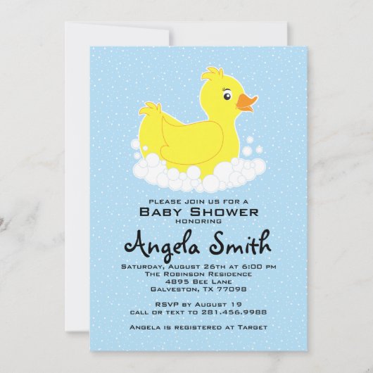 Rubber Ducky Baby shower Invitation Kaart (Voorkant)