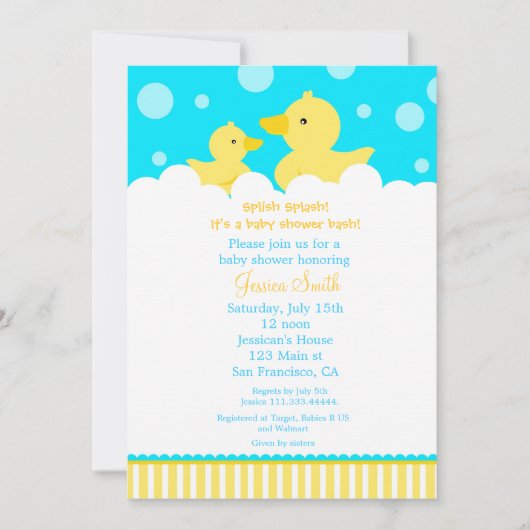 Rubber Ducky Baby shower Invitation Kaart (Voorkant)