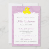Rubber Ducky Baby shower Invitation - Lila Kaart (Voorkant)