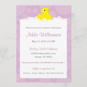 Rubber Ducky Baby shower Invitation - Lila Kaart