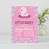 Rubber Ducky Baby shower Invitation (meisje) Kaart (Staand voorkant)