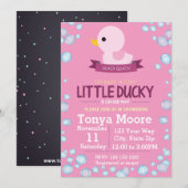 Rubber Ducky Baby shower Invitation (meisje) Kaart (Voorkant / Achterkant)