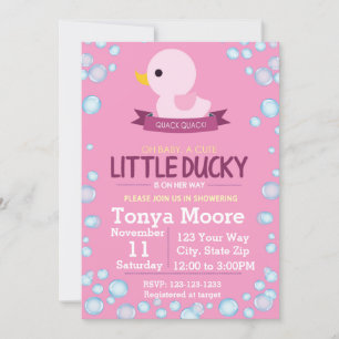 Rubber Ducky Baby shower Invitation (meisje) Kaart