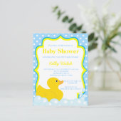 Rubber Ducky Baby shower Invitation Uitnodiging Briefkaart (Staand voorkant)