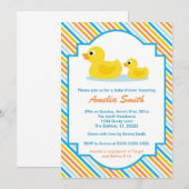 Rubber Ducky Baby shower Invitation - Unisex, Boy Kaart (Voorkant / Achterkant)