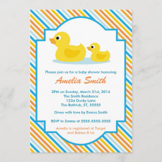 Rubber Ducky Baby shower Invitation - Unisex, Boy Kaart