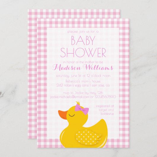 Rubber Ducky Baby shower Kaart (Voorkant / Achterkant)