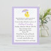 Rubber Ducky Baby shower nodigt paars uit - pas aa Kaart (Staand voorkant)