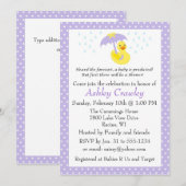 Rubber Ducky Baby shower nodigt paars uit - pas aa Kaart (Voorkant / Achterkant)