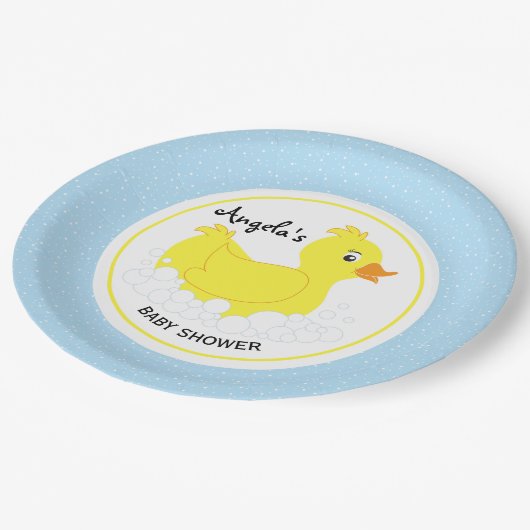 Rubber Ducky Baby shower Papier Borden Papieren Bordje (Gekanteld)