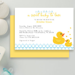 Rubber Ducky Baby shower Uitnodiging   Blauw bad