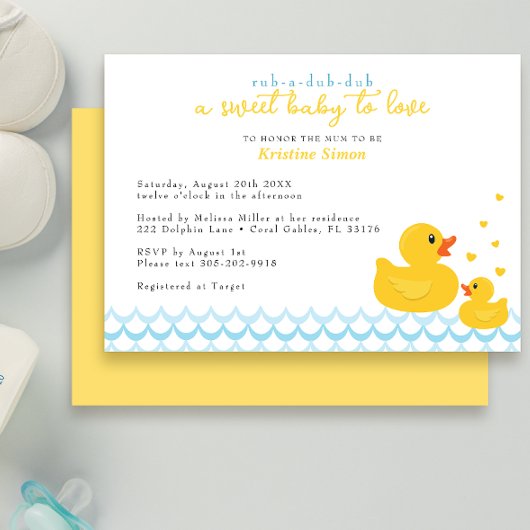 Rubber Ducky Baby shower Uitnodiging | Blauw bad