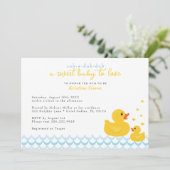 Rubber Ducky Baby shower Uitnodiging | Blauw bad (Staand voorkant)