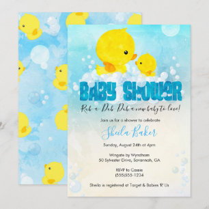 Rubber Ducky Baby shower Uitnodiging   Duckie Bath