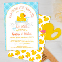 Rubber Ducky Baby shower Uitnodiging | geel bad