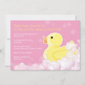 Rubber Ducky - Baby shower Uitnodiging - Roze! (Voorkant)