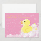 Rubber Ducky - Baby shower Uitnodiging - Roze! (Voorkant / Achterkant)