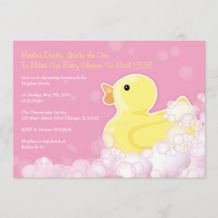 Rubber Ducky - Baby shower Uitnodiging - Roze!