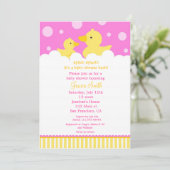 Rubber Ducky Baby shower Uitnodiging voor meisje (Staand voorkant)