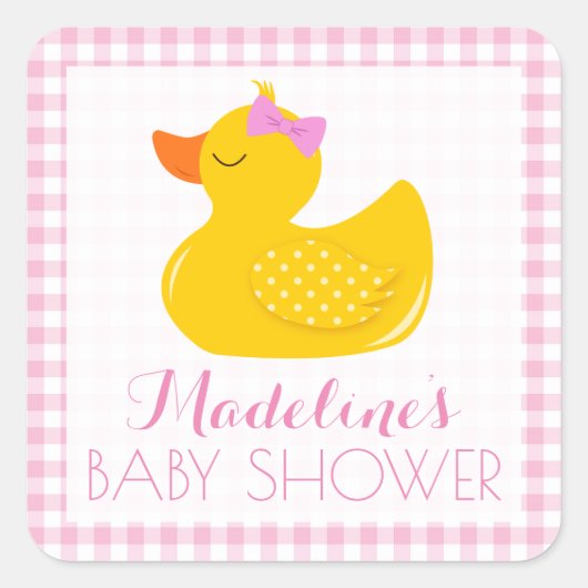 Rubber Ducky Baby shower Vierkante Sticker (Voorkant)