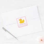 Rubber Ducky Baby shower Vierkante Sticker (Envelop)