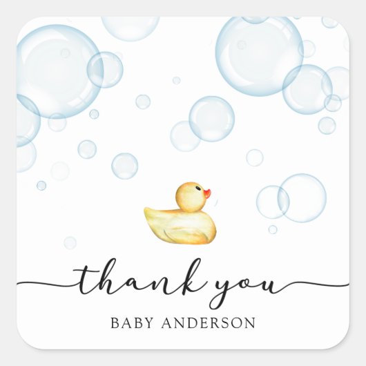 Rubber Ducky Baby shower Vierkante Sticker (Voorkant)