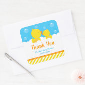 Rubber Ducky Baby shower Yellow Blue Dank je Vierkante Sticker (Envelop)