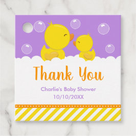 Rubber Ducky Baby shower Yellow Paars Dank je wel Bedankjes Labels