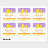 Rubber Ducky Baby shower Yellow Paars Dank je wel Vierkante Sticker (Vel)
