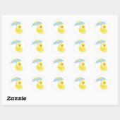 Rubber Ducky baby showers sticker & blauwe paraplu (Vel)