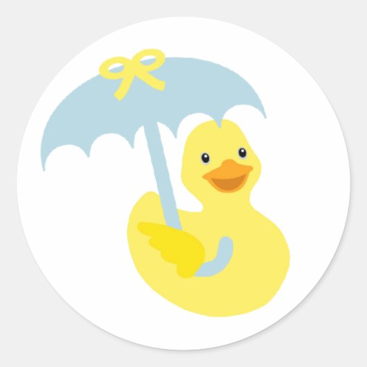Rubber Ducky baby showers sticker & blauwe paraplu (Voorkant)