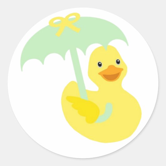 Rubber Ducky baby showers sticker & groene paraplu (Voorkant)