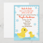 Rubber Ducky Baby Showuitnodigingen Kaart (Voorkant / Achterkant)
