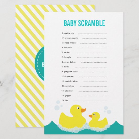 Rubber Ducky Baby Word Scramble Game (Voorkant / Achterkant)