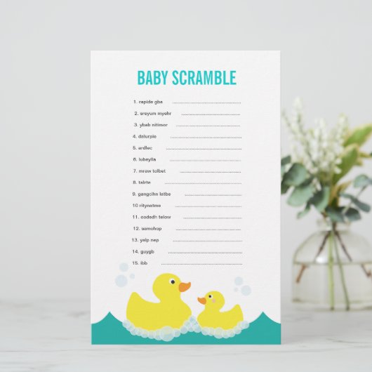 Rubber Ducky Baby Word Scramble Game (Staand voorkant)