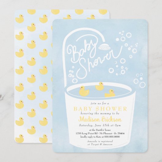 Rubber Ducky Badkuip Splish Splash Baby shower Kaart (Voorkant / Achterkant)